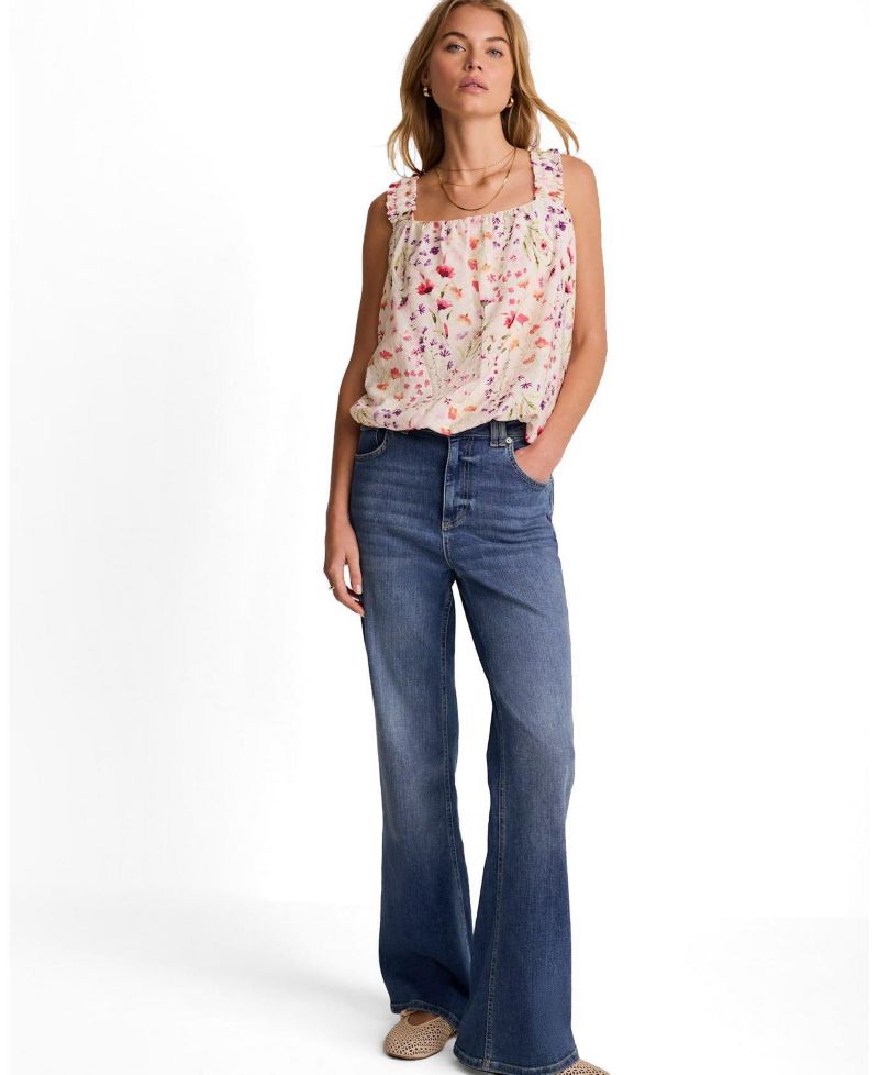 Women's Sleeveless Square Neck Floral-Print Top