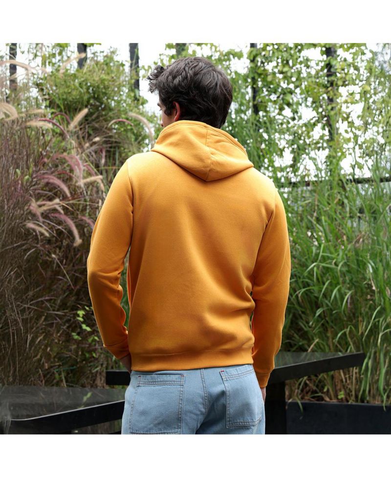 Men's Mustard Yellow Zip-Front Regular Hoodie