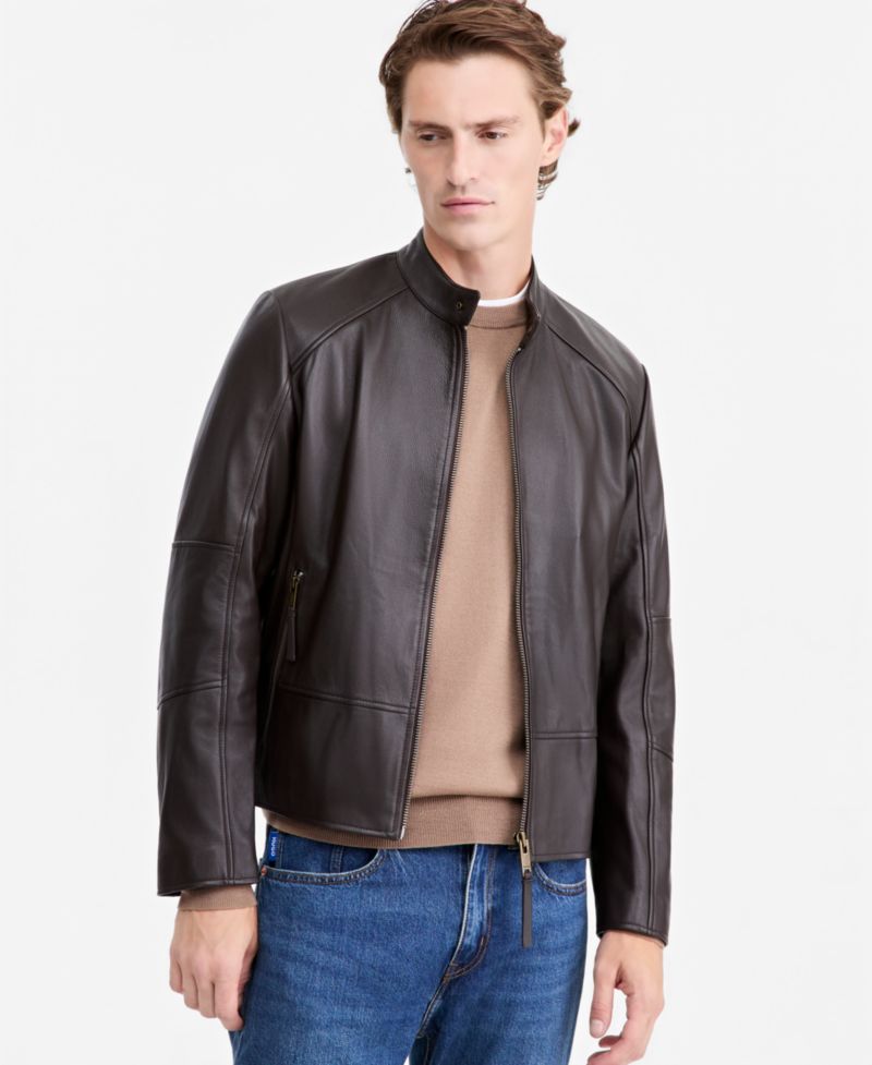Men's Slim-Fit Biker Leather Jacket