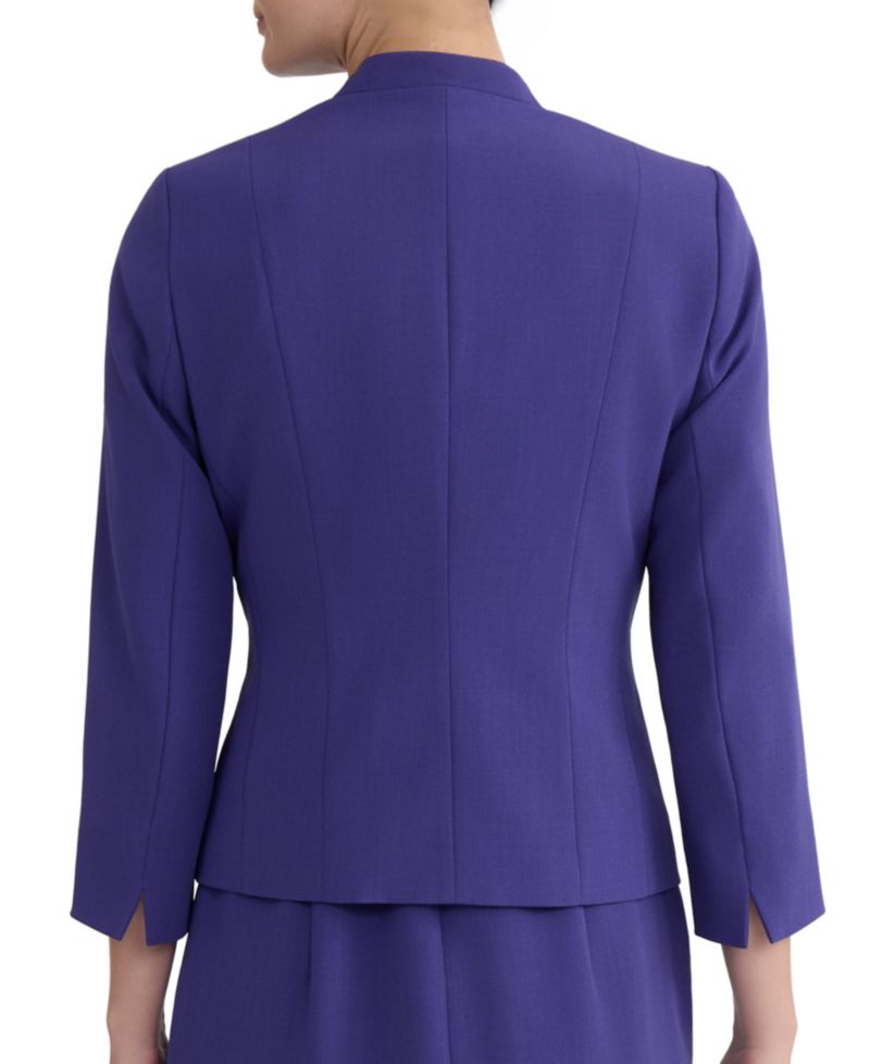 Women's 3/4-Sleeve Open-Front Collarless Cardigan Blazer