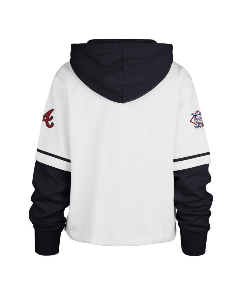 Women's White Atlanta Braves Trifecta Shortstop Cropped Pullover Hoodie
