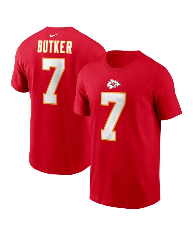 Men's Harrison Butker Red Kansas City Chiefs Name & Number T-Shirt