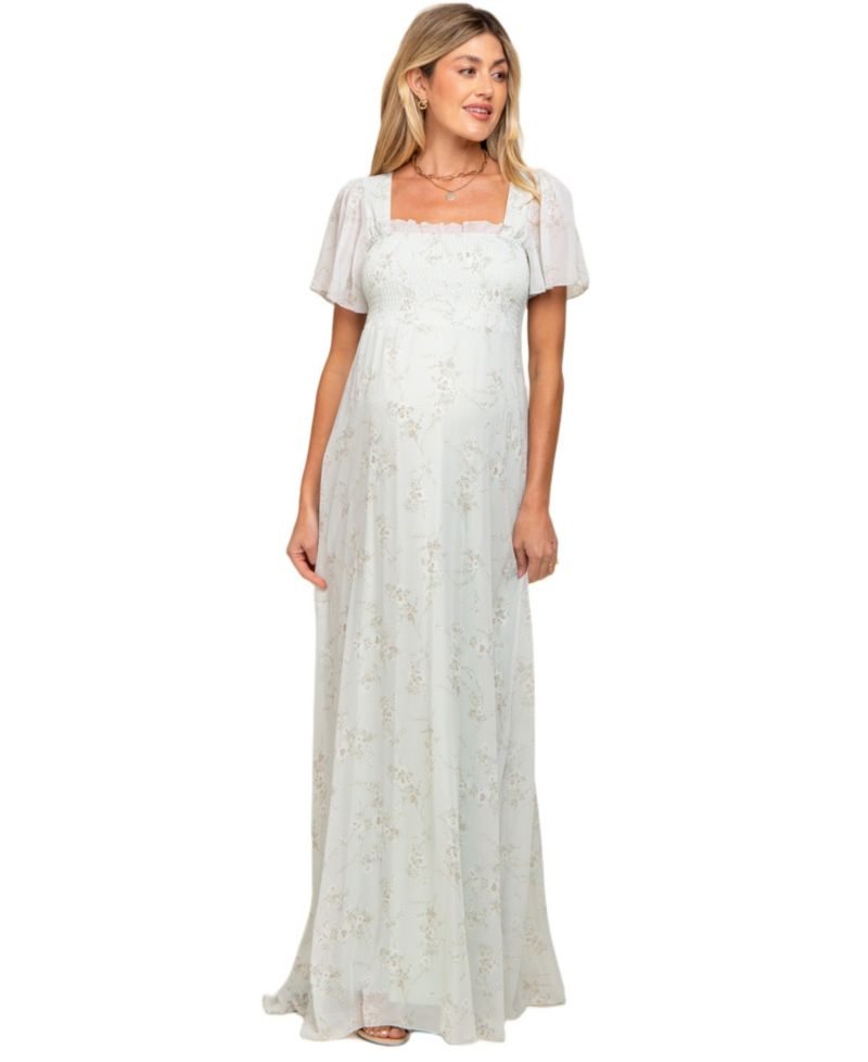 Women's Floral Smocked Chiffon Maxi Dress