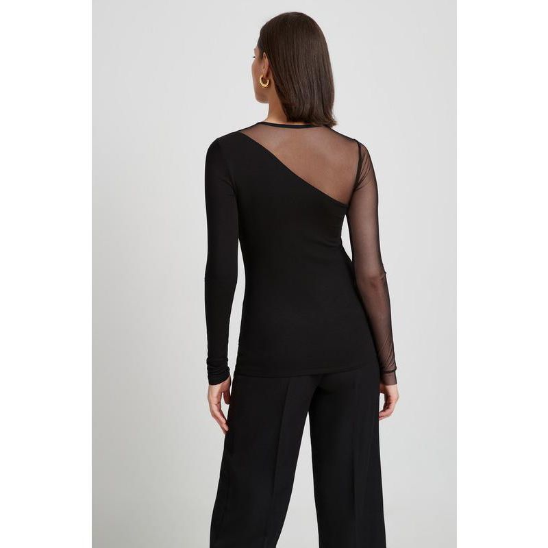 Women's Milo Asymmetric Sheer Mesh-Sleeve Jersey Top