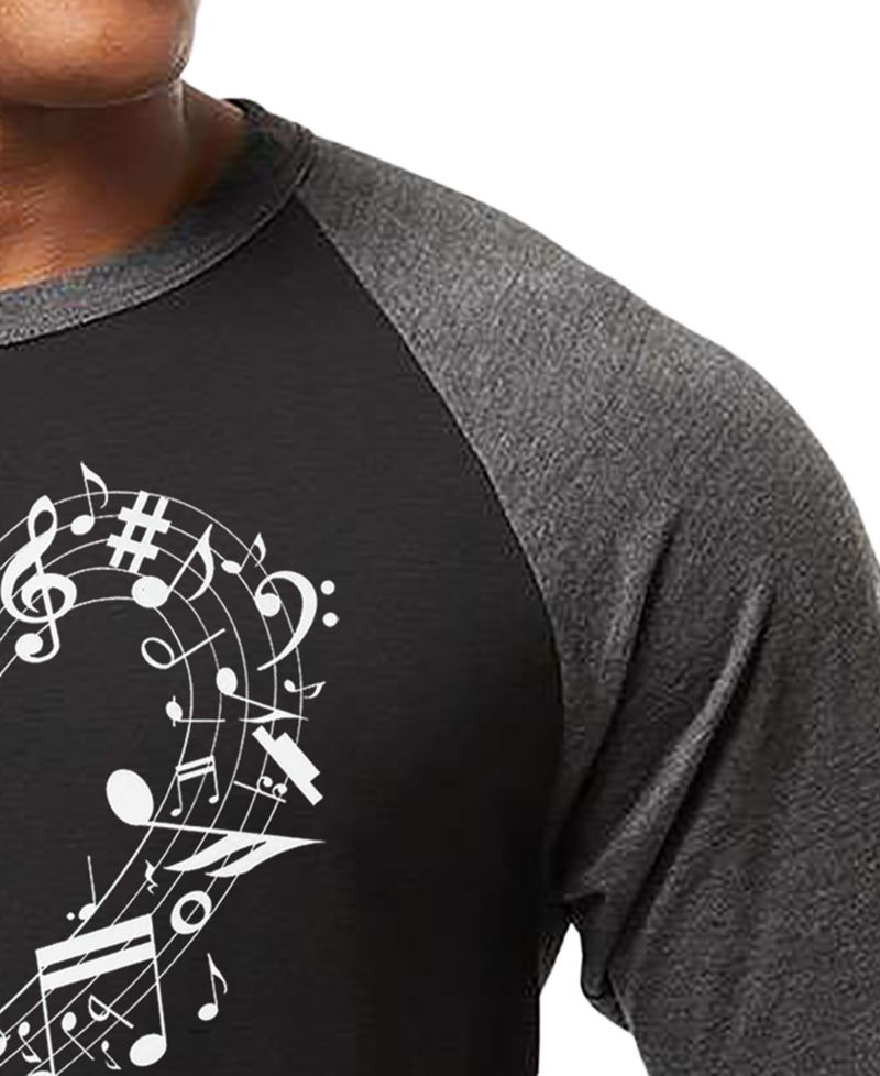 Men's Music Notes Heart Word Art Raglan-Sleeve T-Shirt