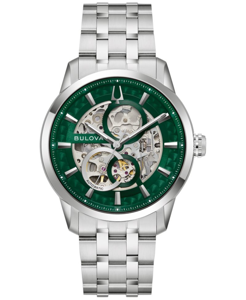 Men's Classic Sutton Automatic Silver-Tone Stainless Steel Bracelet Watch 40mm