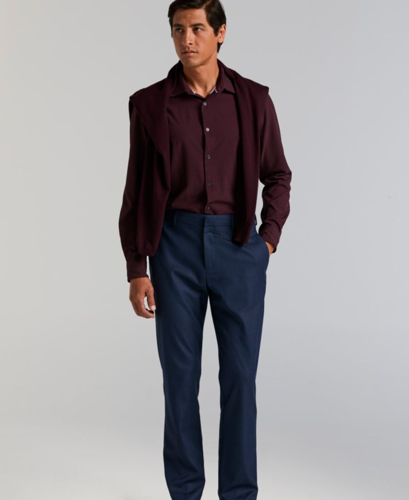 Men's Modern-Fit Sharkskin Dress Pants