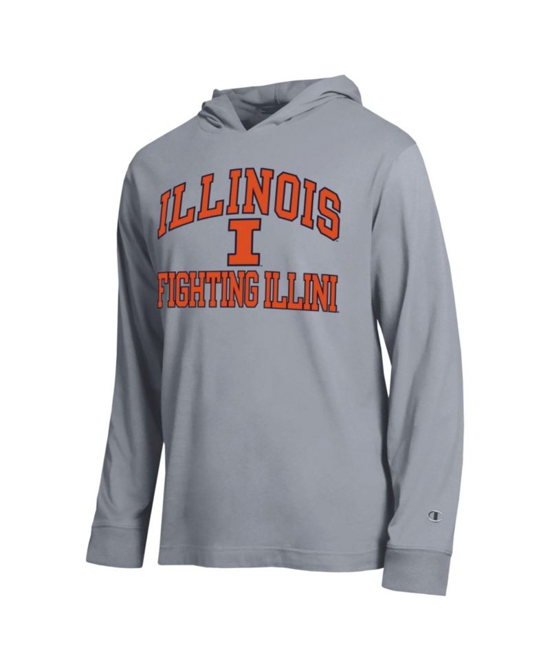 Men's Heather Gray Illinois Fighting Illini High Motor All-Star Long Sleeve Hooded Sweatshirt