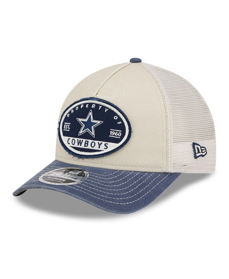 Men's Natural Dallas Cowboys Frayed M-Crown A-Frame 9FORTY Adjustable Hat