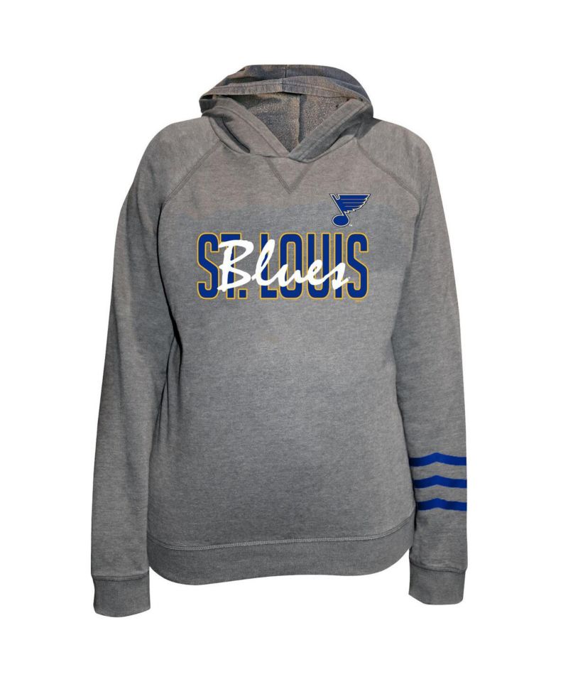 Women's Heather Gray St. Louis Blues Plus Size Lightweight Fleece Raglan Pullover Hoodie