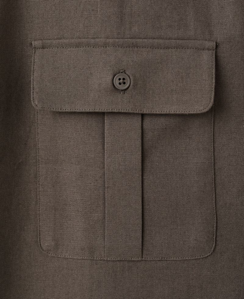 Men's Linen-Cotton Bowling Collar Shirt