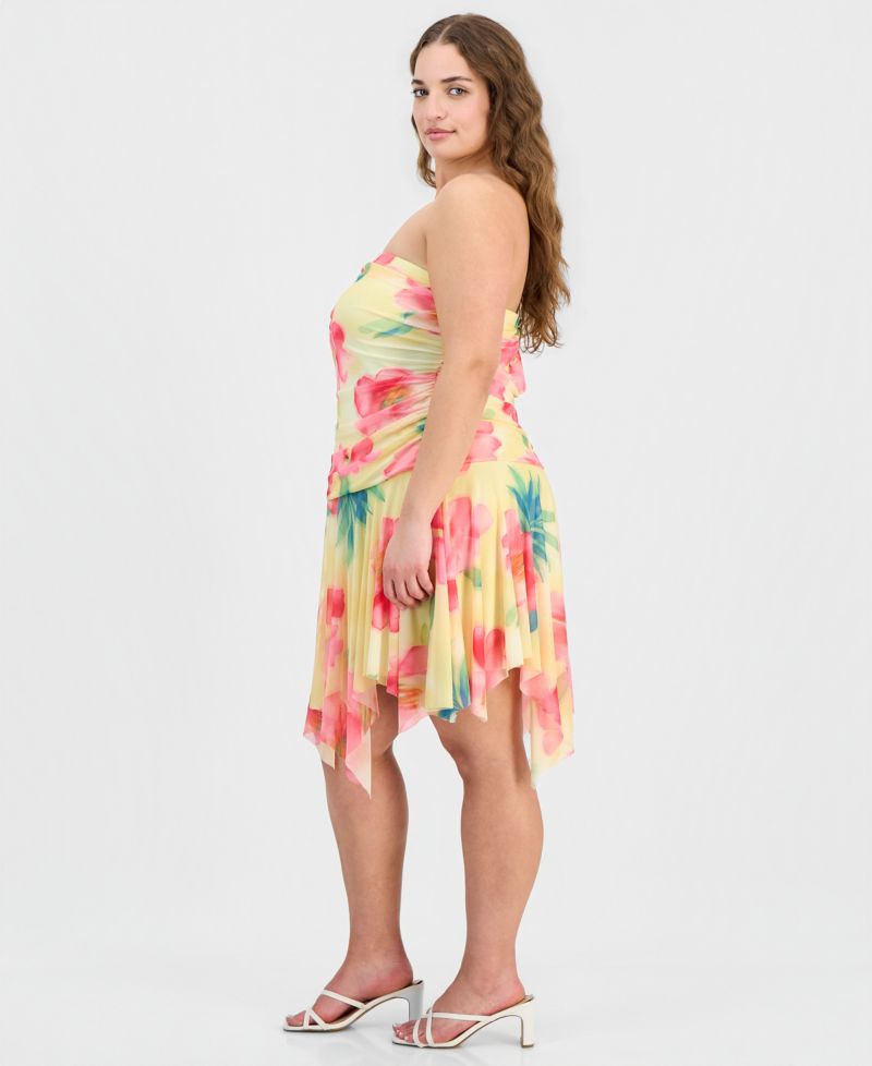 Trendy Plus Size Floral-Print Drop-Waist Mini Dress