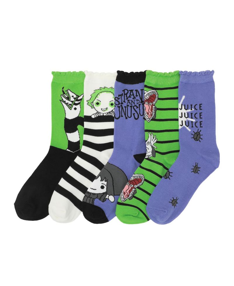 Women's Chibi Character Art 5-Pair Casual Crew Socks