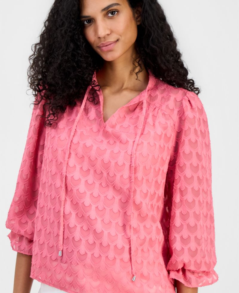 Women's Textured Tie-Neck Top
