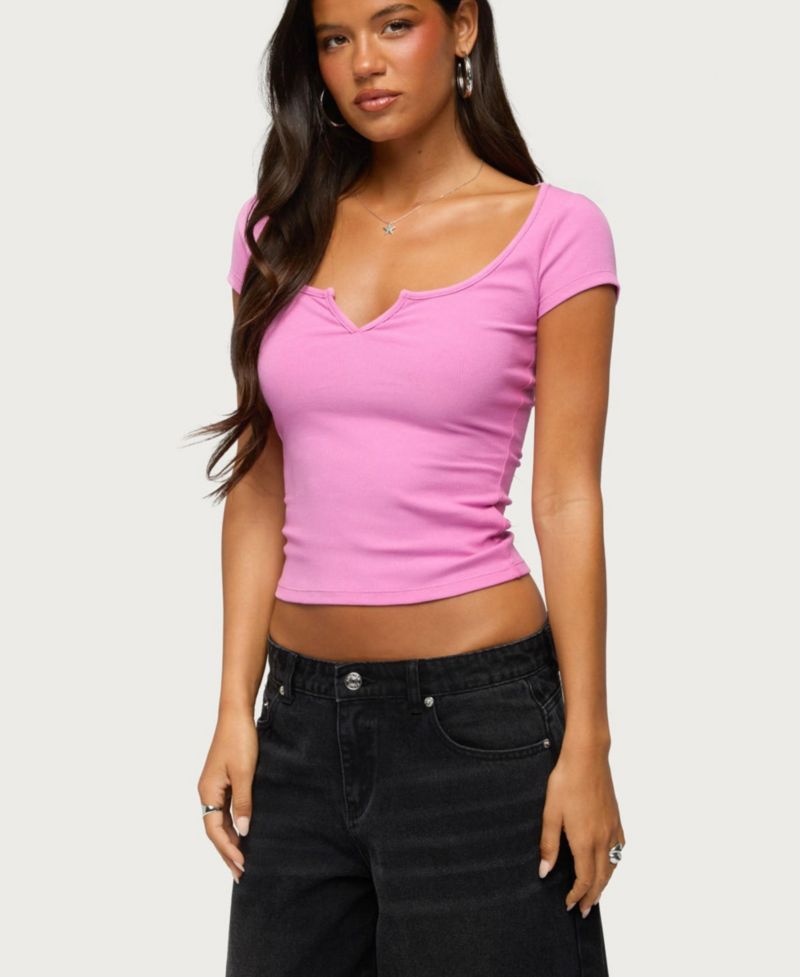 Women's Jeanna Cropped Short-Sleeve Scoop Neck T-Shirt