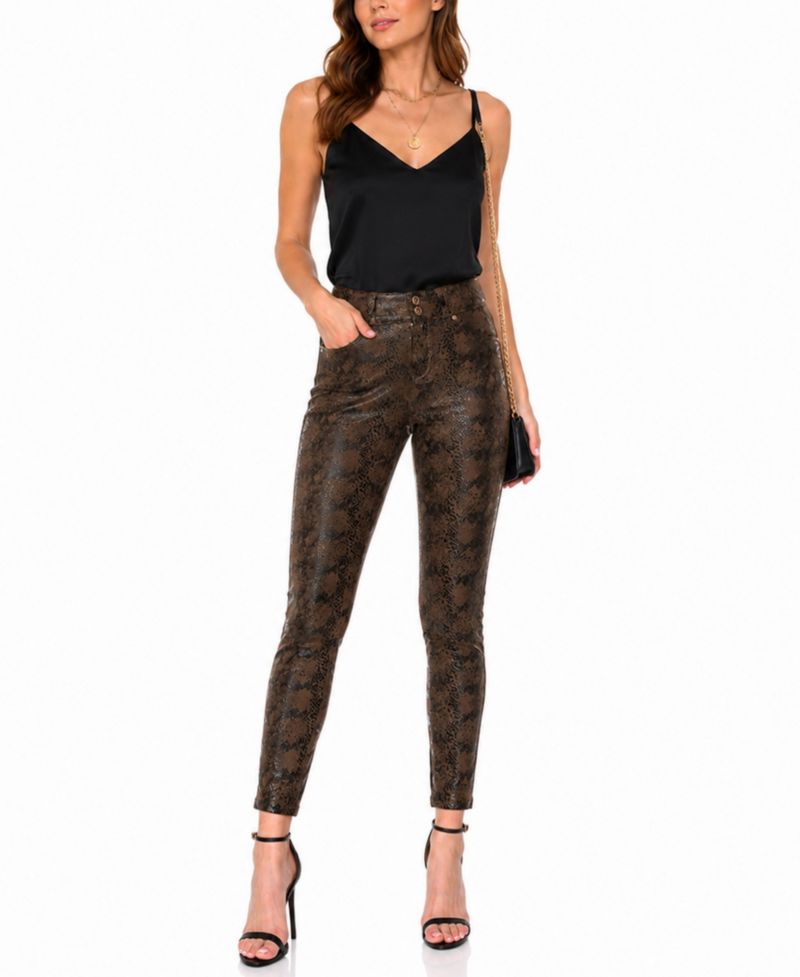 Women's Snake Print High-Rise Ankle Pants