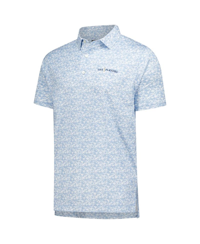 Men's Light Blue THE PLAYERS Hidden Palm Print Lisle Polo Shirt