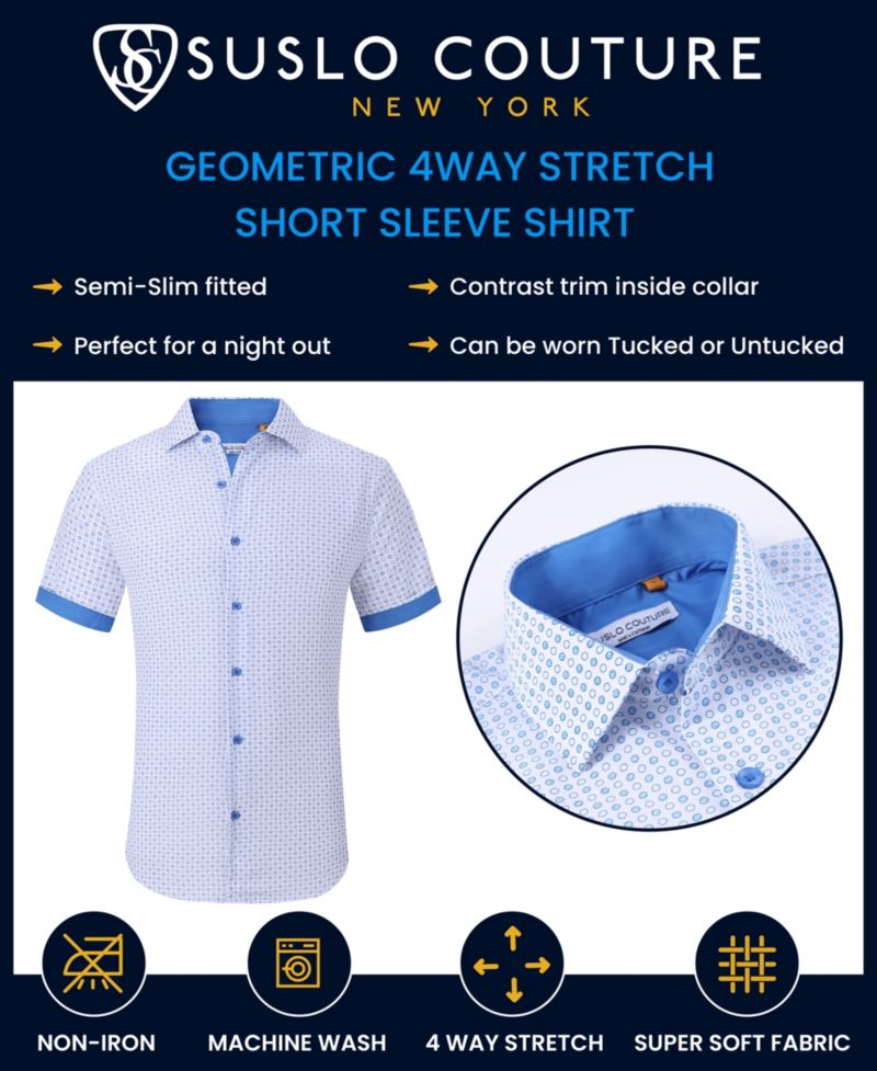 Men's Slim-Fit Geo-Print Performance Shirt