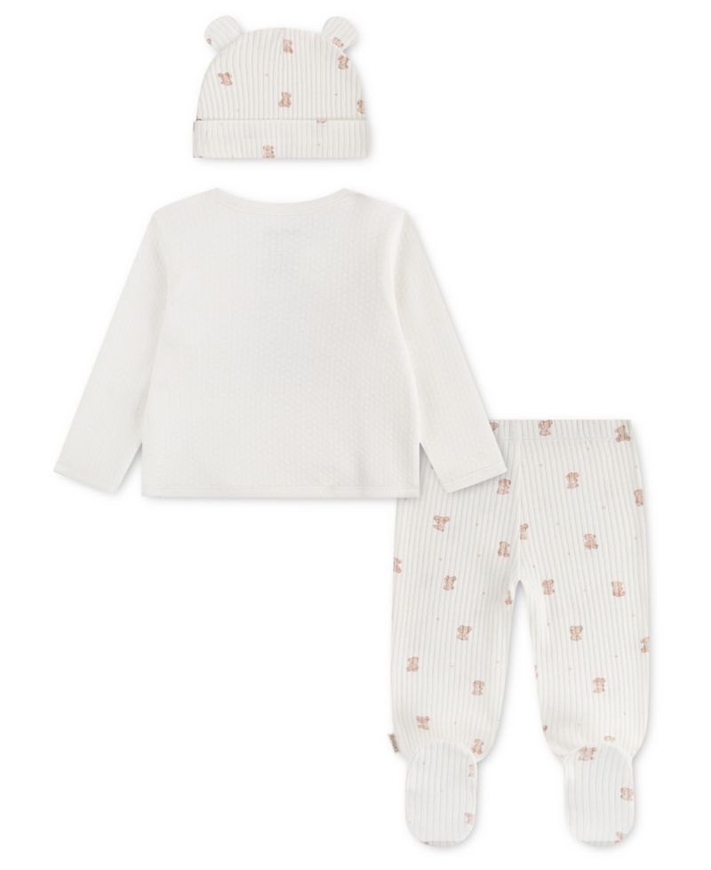 Baby Boys' Babywear Long-Sleeve Top, Footed Pants and Hat, 3-Piece Set
