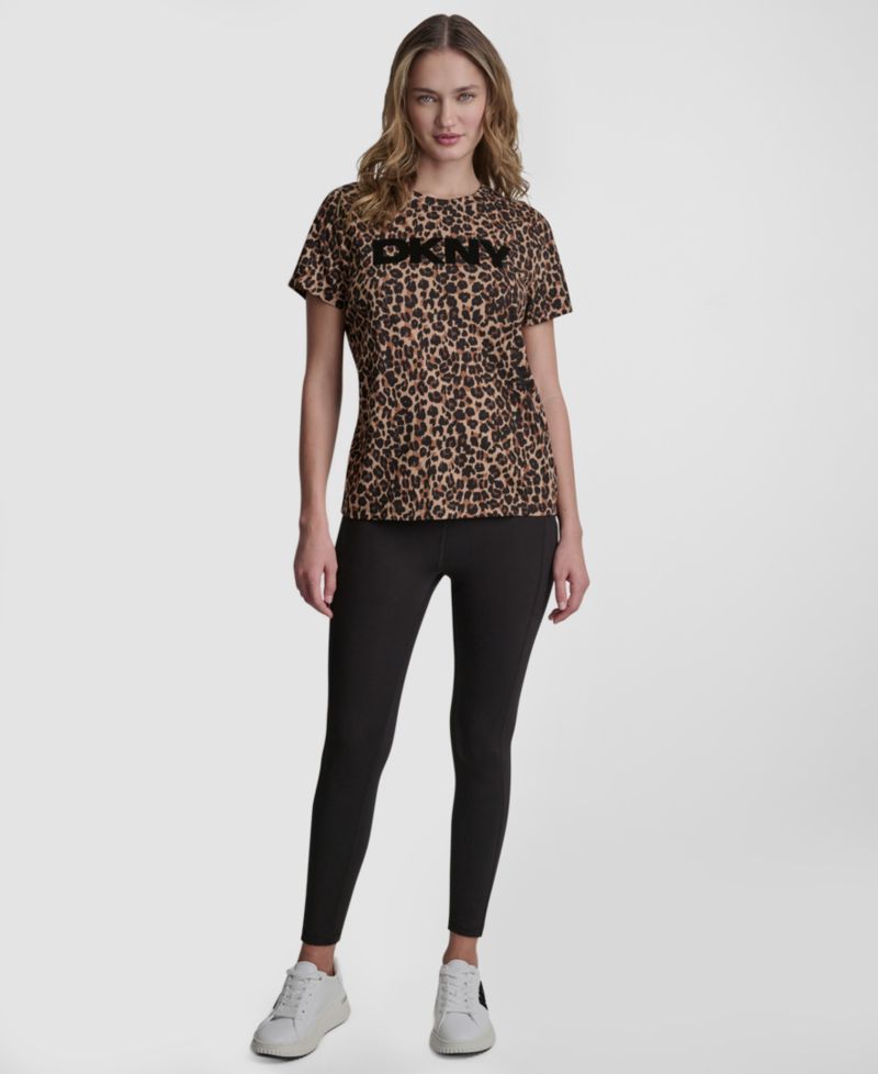 Women's Foil Logo Leopard Crewneck T-Shirt