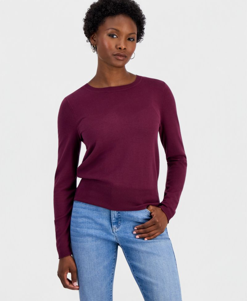 Petite Fitted Long-Sleeve Crewneck Sweater