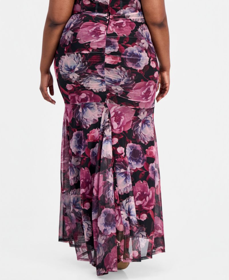Trendy Plus Size Off-The-Shoulder Mesh Dress