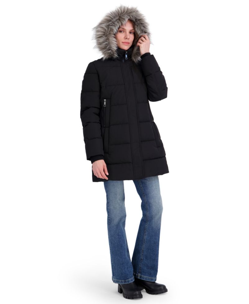 Women's Faux-Fur-Trim Hooded Puffer Coat