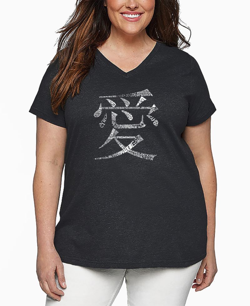 Plus Size The Word Love in 44 Languages Word Art V-Neck T-Shirt