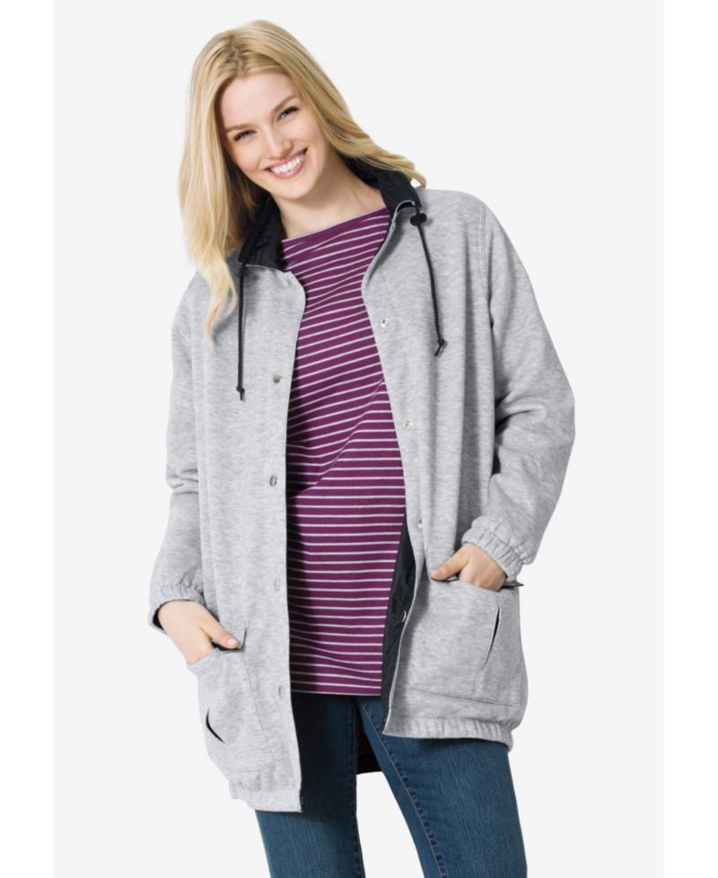 Plus Size Fleece Nylon Reversible Jacket