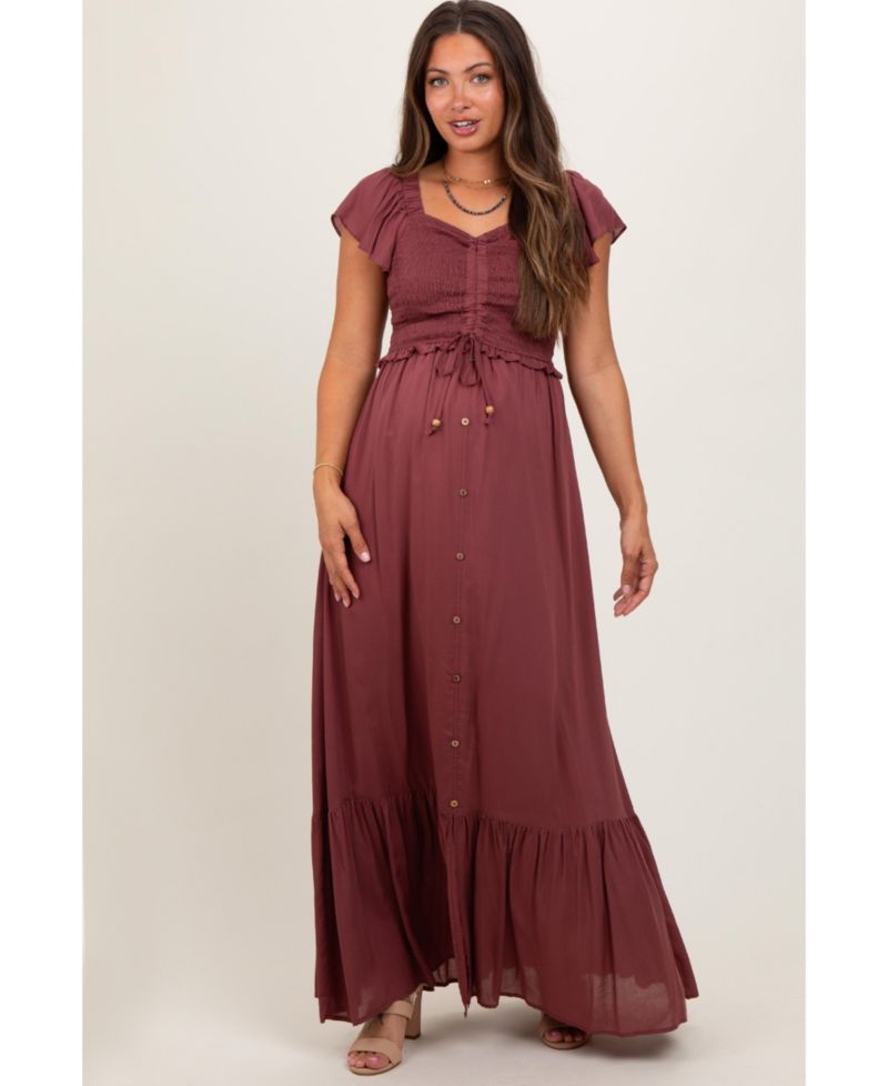 Women's Smocked Top Woven Maxi Dress