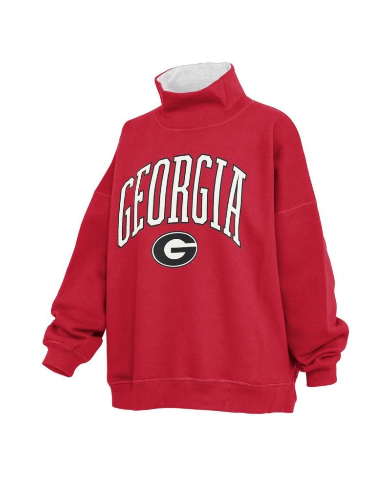 Women's Red Georgia Bulldogs Oversized Mock Neck Sweatshirt