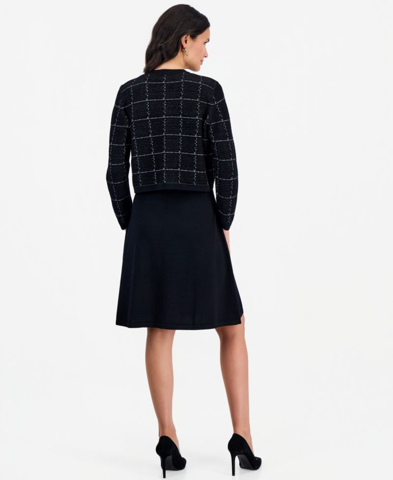 Petite Long-Sleeve Colorblock Scoop-Neck Sweater Dress