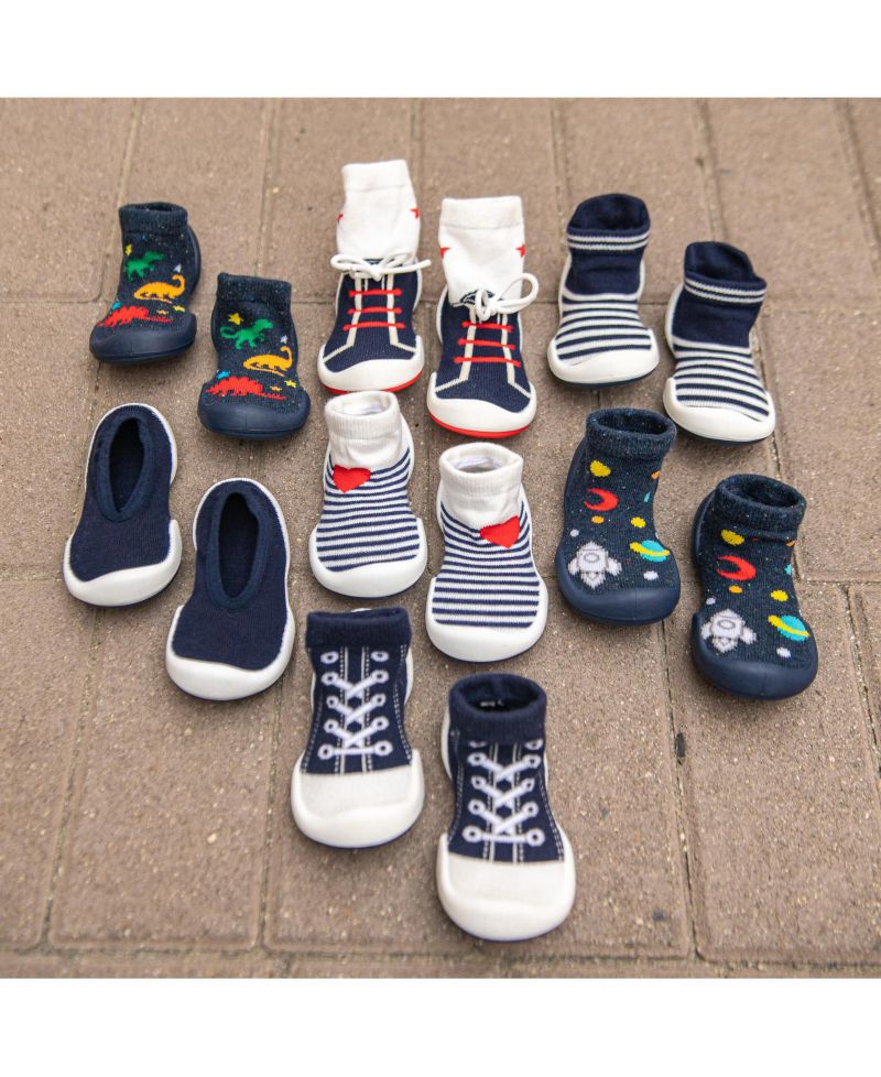 Infant Girl Boy First Walk Sock Shoes Sneakers - Navy