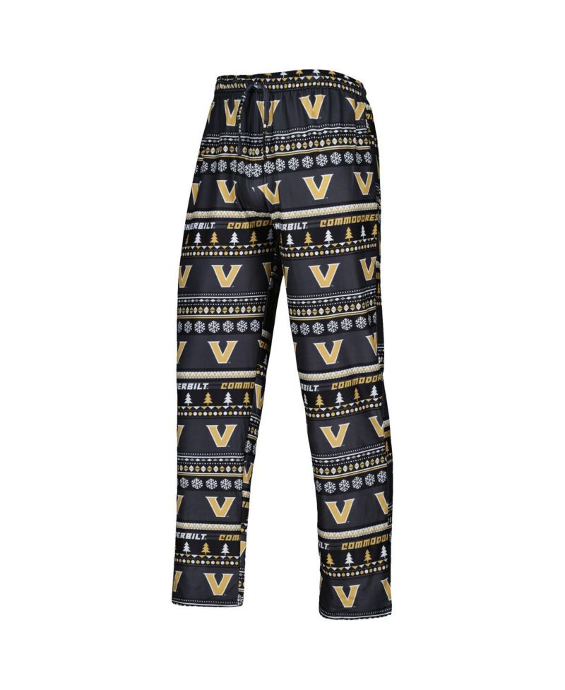 Men's 2-Piece Black Vanderbilt Commodores Swivel Long Sleeve Top and Pants Sleep Set