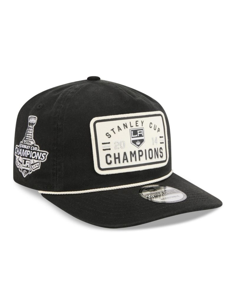 Men's Black Los Angeles Kings Throwback Stanley Cup Champions Side Patch 19TWENTY Adjustable Hat