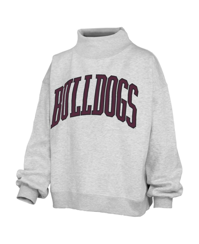 Women's Nelson Mississippi State Bulldogs Oversized Fleece-Lined Mock Neck Sweatshirt