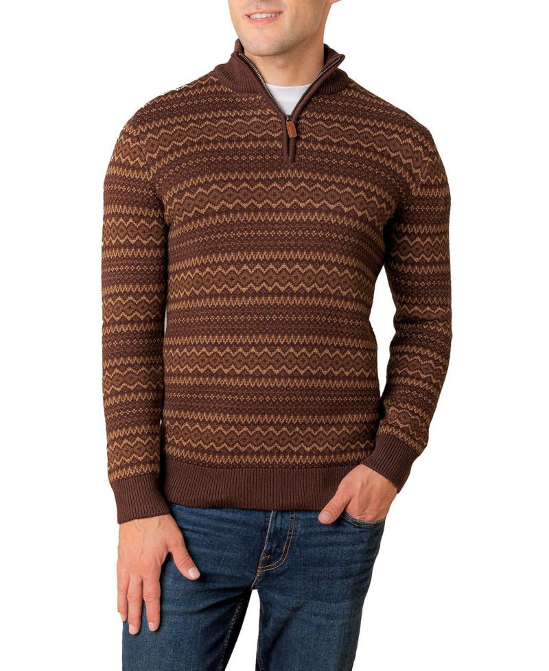 Men's Hope and Henry Organic Half Zip Intarsia Pullover Sweater