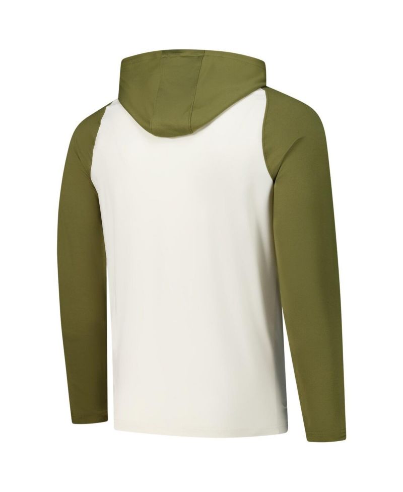 Men's Cream/Olive Pittsburgh Penguins Intrepid Sand Raglan Long Sleeve Hoodie T-Shirt