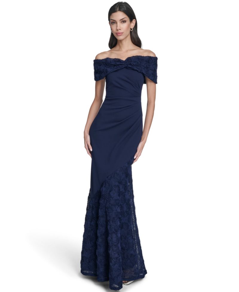 Women's Off-The-Shoulder Side Tuck Gown