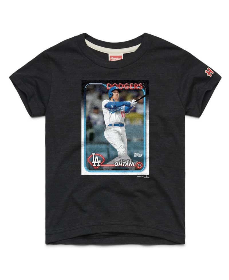 Big Boys and Girls Shohei Ohtani Charcoal Los Angeles Dodgers Topps Baseball Card Tri-Blend T-Shirt