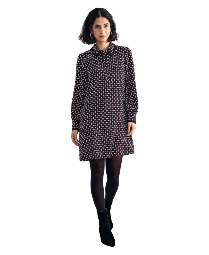 Women's Pamela Foulard A-Line Long-Sleeve Dress