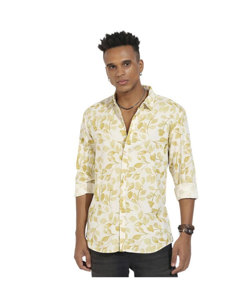 Men's Artistic Foliage Print Shirt