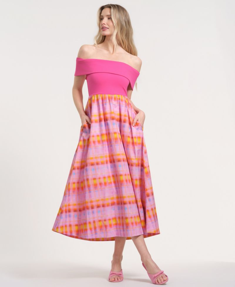 Women's Off-The-Shoulder Printed Maxi Dress