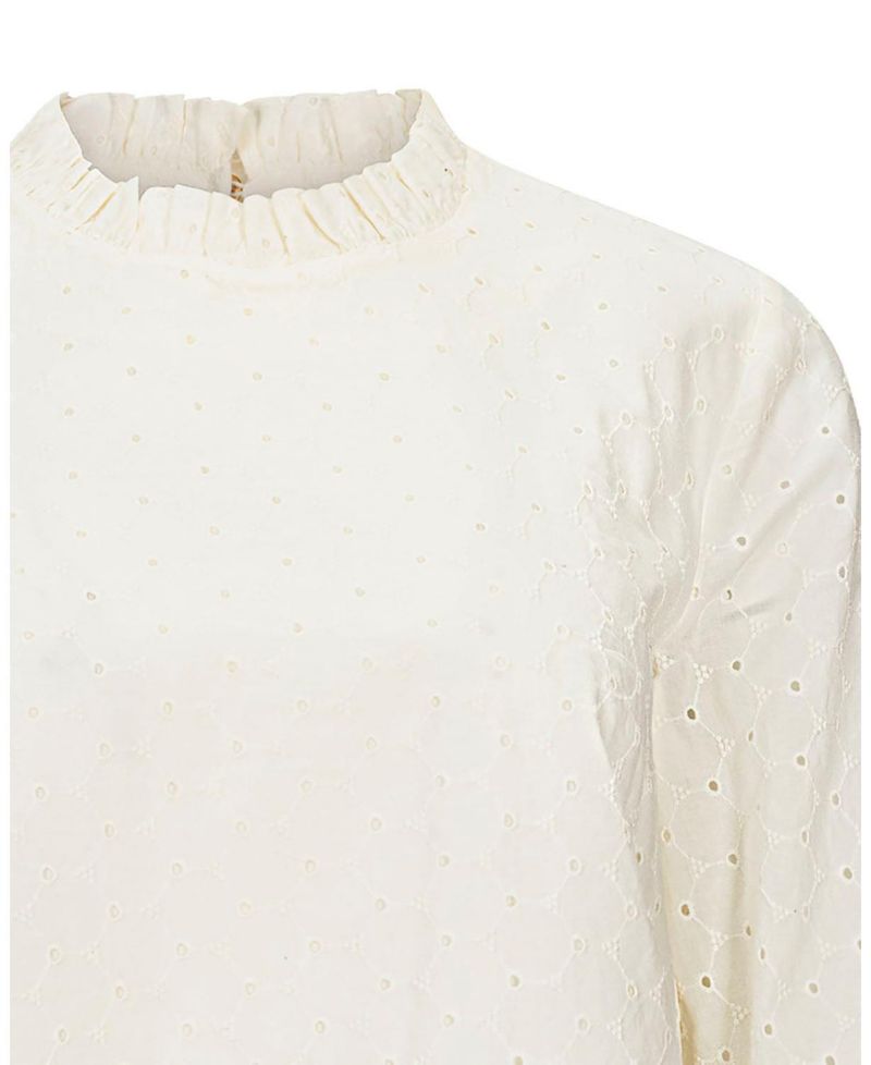 Women's Hope and Henry Organic Ruffle Neck Eyelet Top