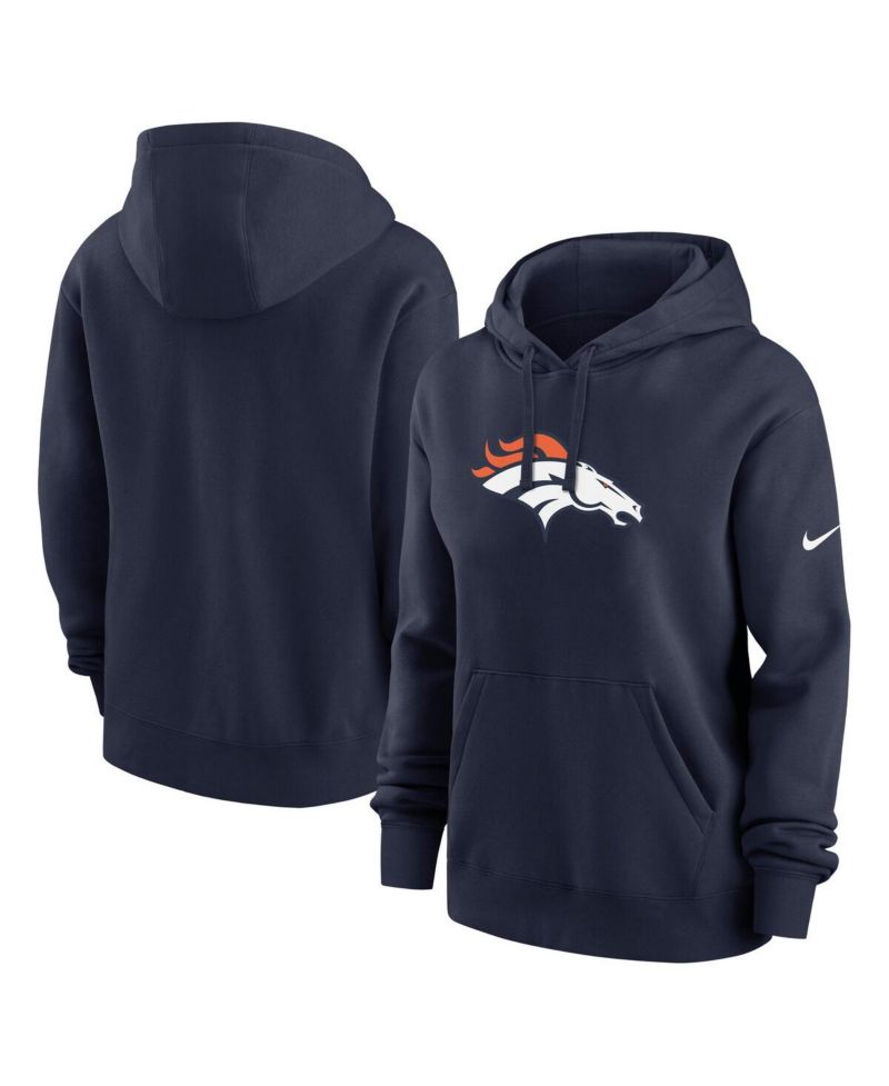 Women's Navy Denver Broncos Club Fleece Pullover Hoodie