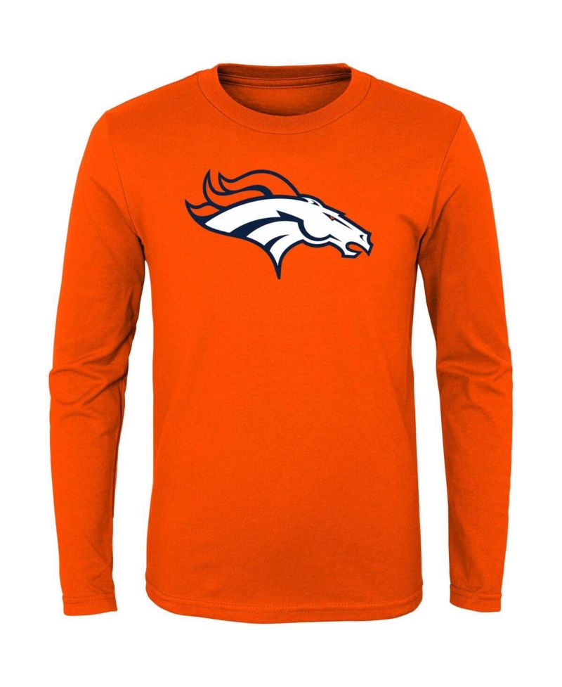 Big Boys Orange Denver Broncos Primary Logo Long Sleeve T-shirt