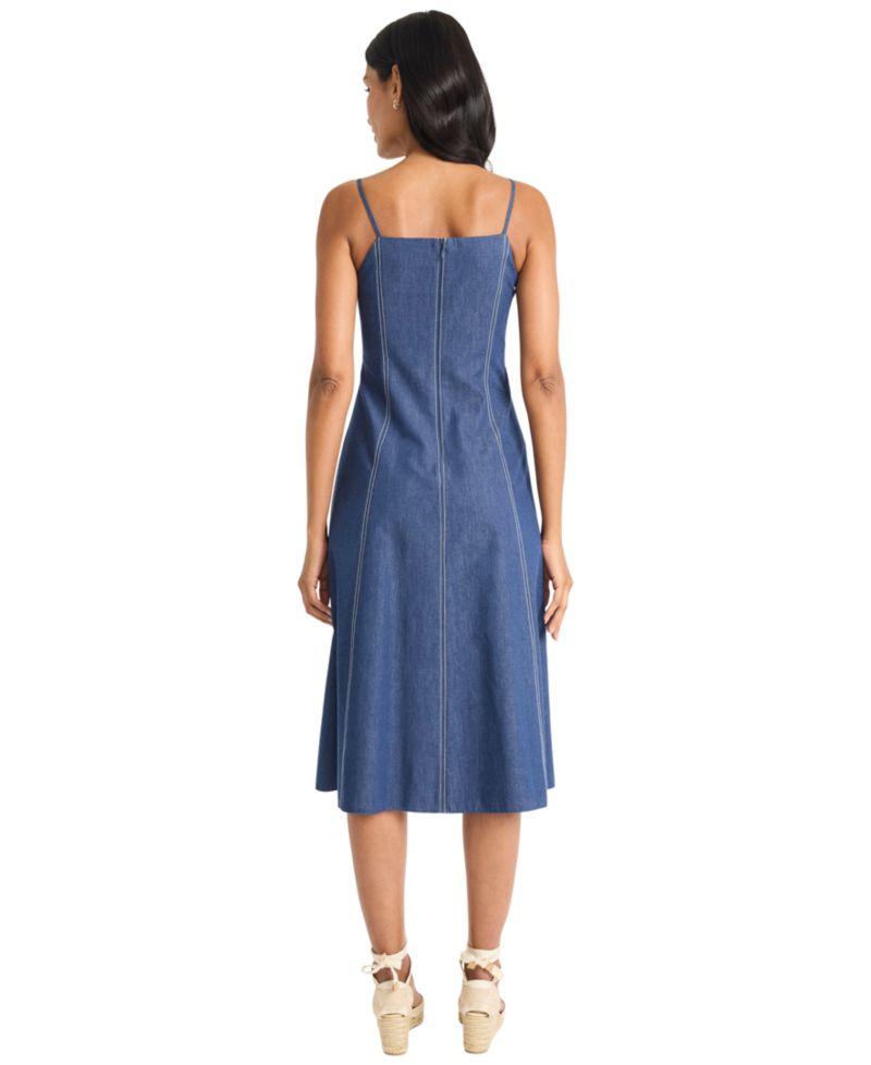 Women's Sleeveless Chambray Midi Dress