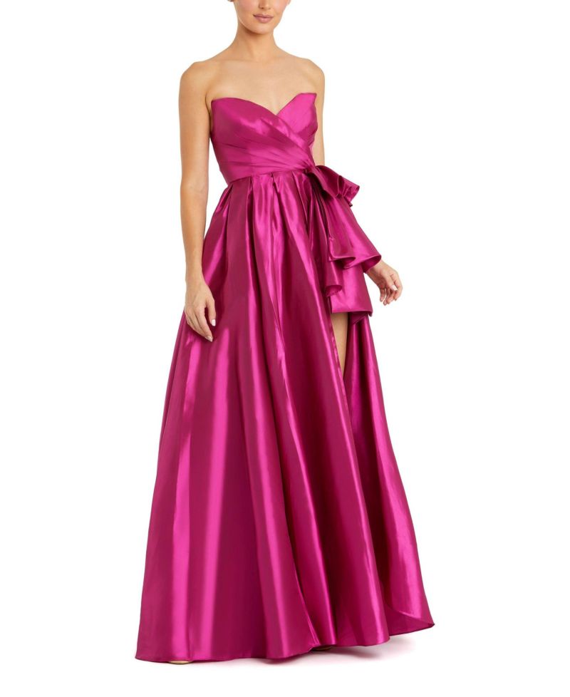 Women's Strapless Taffeta Gown With Ruffle Detail