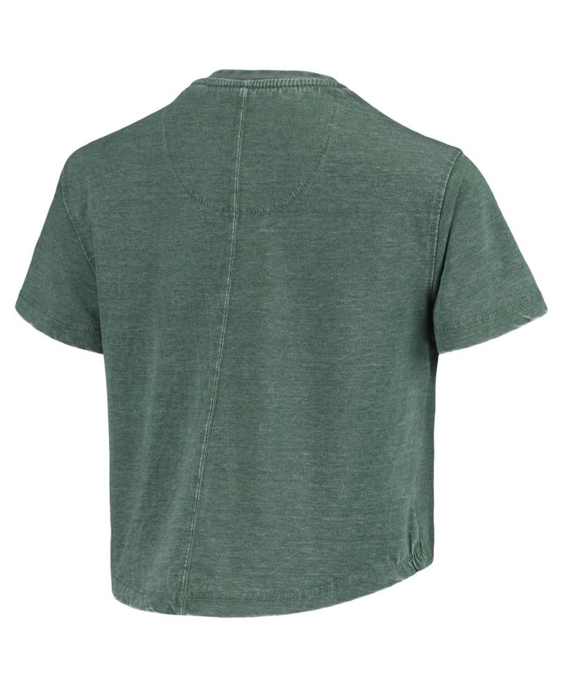 Women's Pressbox Green Michigan State Spartans Edith Vintage-Inspired Burnout Crop T-shirt