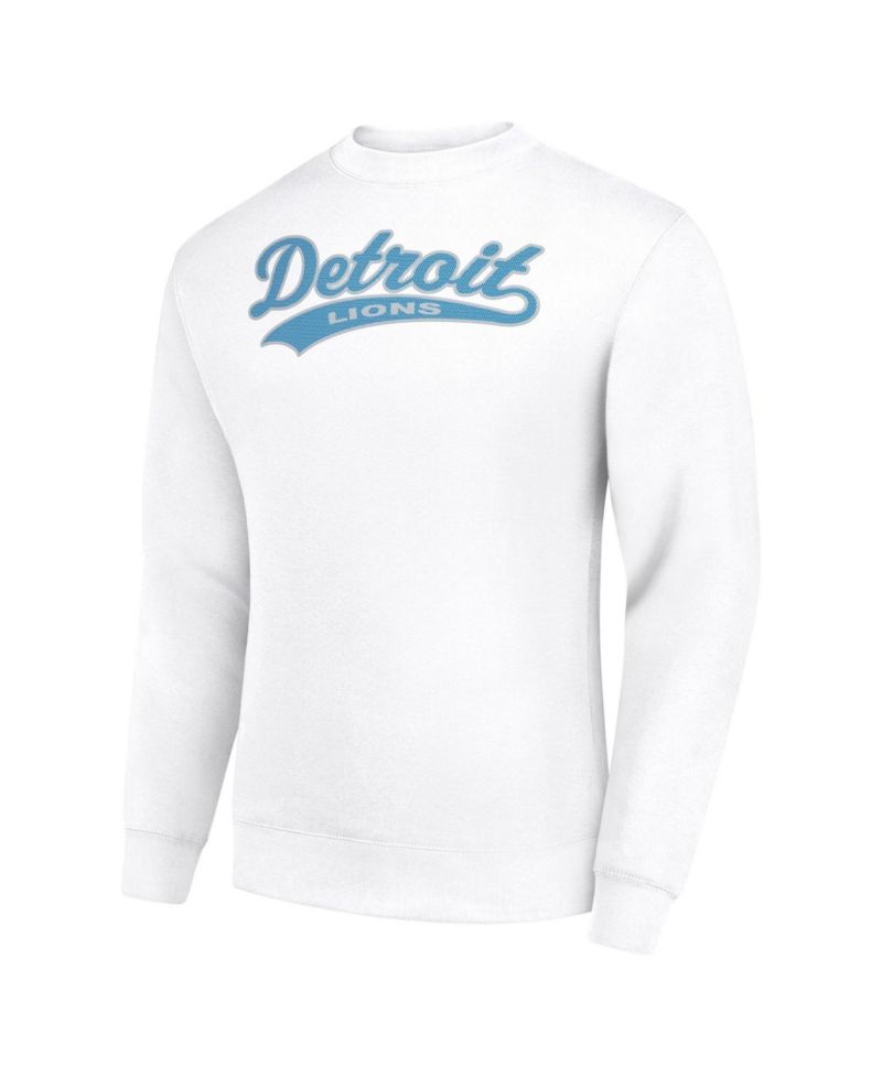Men's White Detroit Lions Tailsweep Team Graphic Tri-Blend Fleece Pullover Sweatshirt
